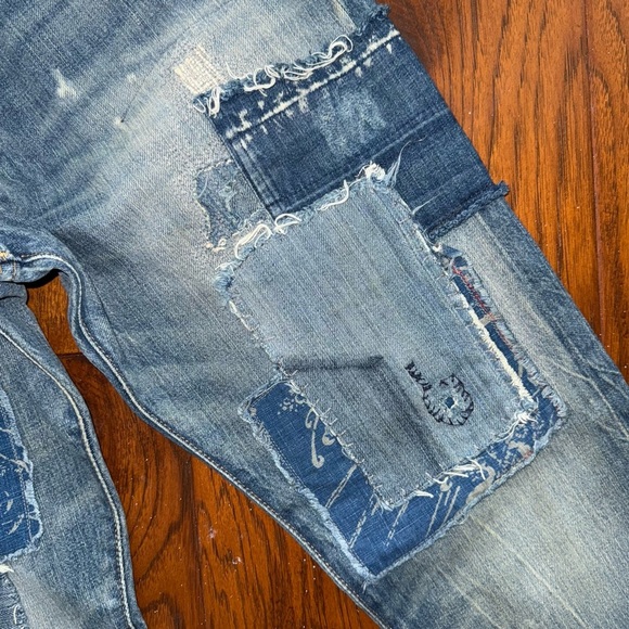 Polo By Ralph Lauren Varrick Slim Straight Koi Patchwork Distressed Jeans - Picture 4 of 14